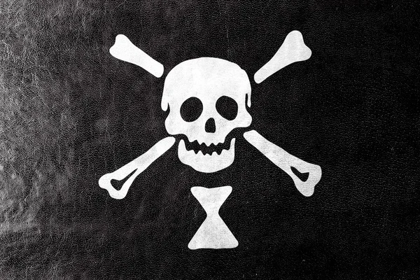 Emanuel Wynn Pirate Flag, painted on leather texture — Stock Photo, Image