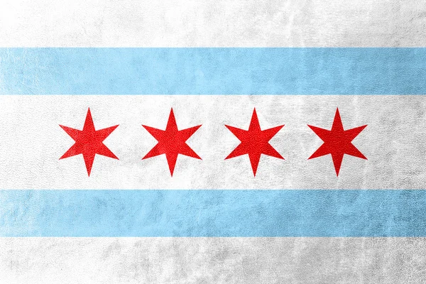 Bandera de Chicago, Illinois, pintada sobre textura de cuero — Foto de Stock