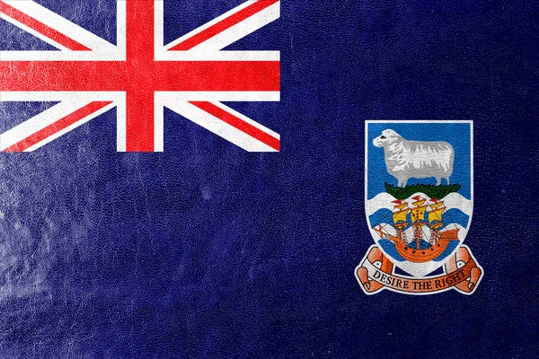Vlag van de Falklandeilanden, geschilderd op leder texture — Stockfoto