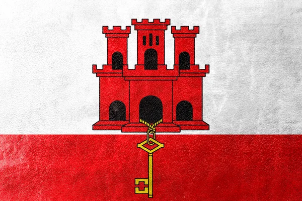 直布罗陀，涂上皮革纹理的旗帜 — 图库照片