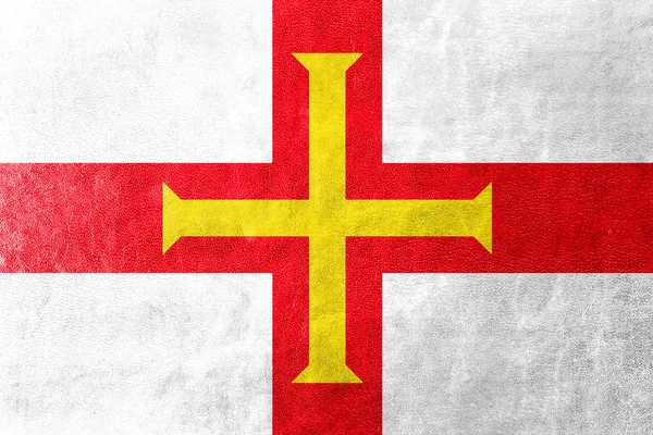 Flagga Guernsey, målade på läder texture — Stockfoto