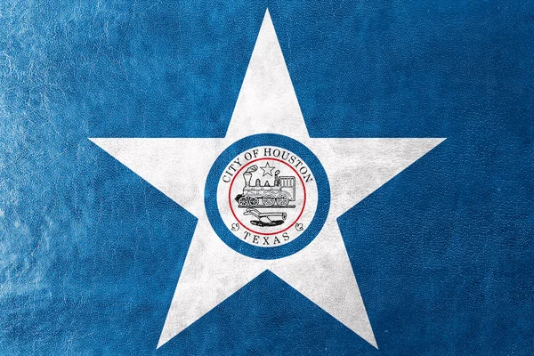 Прапор Х'юстон, штат Техас, намальовані на текстуру шкіри — стокове фото