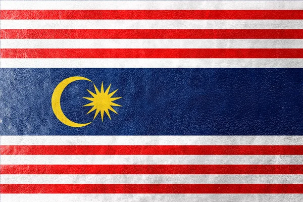 Flagge von Kuala Lumpur, auf Lederstruktur gemalt — Stockfoto