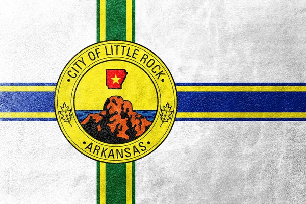 Flagge aus kleinen Felsen, Arkansas, auf Lederstruktur gemalt — Stockfoto