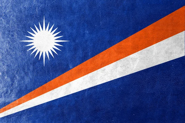 Flag of Marshall Islands, painted on leather texture — Stock Photo, Image