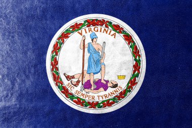 Deri dokusu üzerinde boyalı Virginia Commonwealth bayrağı