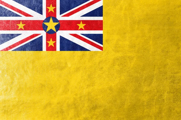 Vlag van Niue, geschilderd op leder texture — Stockfoto