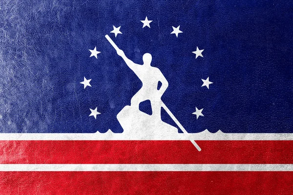 Флаг Ричмонда, штат Вирджиния, раскрашен на кожаной текстуре — стоковое фото