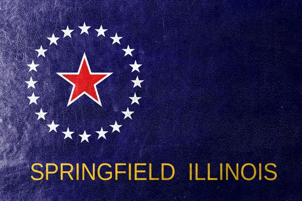 Bandeira de Springfield, Illinois, pintada sobre textura de couro — Fotografia de Stock