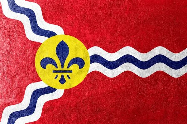 Bandera de St. Louis, Missouri, pintada sobre textura de cuero —  Fotos de Stock