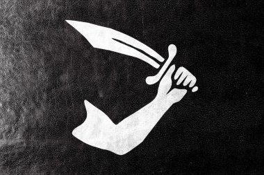 Thomas Tew korsan bayrağı, boyalı deri dokusu üzerinde