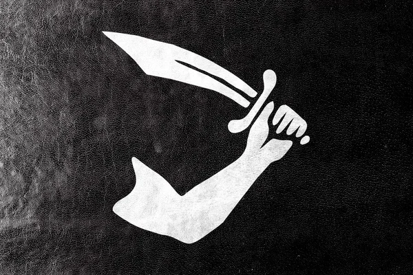 Thomas Tew korsan bayrağı, boyalı deri dokusu üzerinde