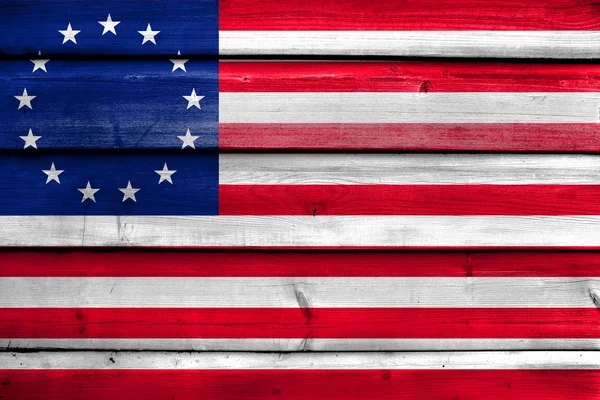 Bandera Betsy Ross, pintada sobre fondo de madera vieja — Foto de Stock