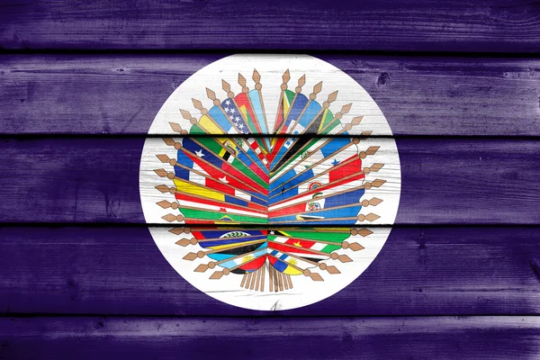Прапор організація американських держав, намальовані на старі дерева pl — стокове фото