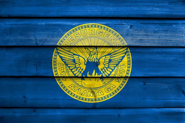 Flag of Atlanta, Georgia, painted on old wood plank background — Stock Photo, Image