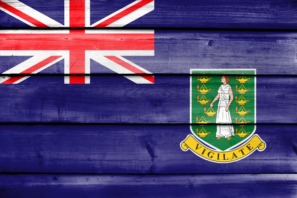 Vlag van Britse Maagdeneilanden, geschilderd op oude houten plank backgr — Stockfoto