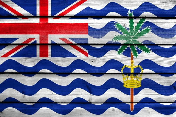 Bandeira do Território Britânico do Oceano Índico, pintada no velho plano de madeira — Fotografia de Stock