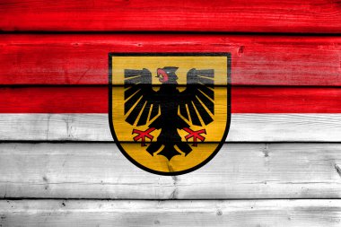 Dortmund, eski ahşap tahta zemin üzerine boyalı bayrağı