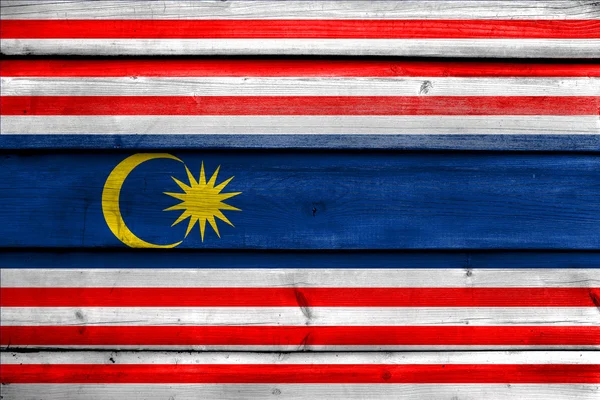 Vlag van Kuala Lumpur, geschilderd op oude houten plank achtergrond — Stockfoto