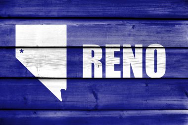 Reno, Nevada, bayrağı eski ahşap tahta zemin üzerine boyalı