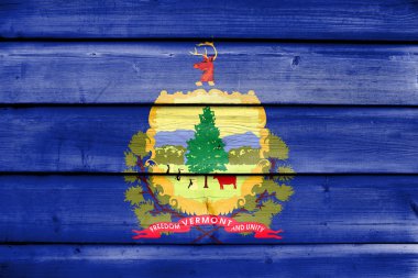 Vermont Eyalet, eski ahşap tahta zemin üzerine boyalı bayrağı
