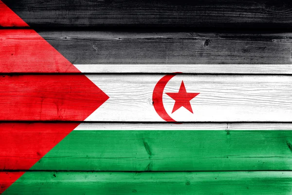 Vlajka Saharské arabské demokratické republiky, namalované na staré dřevo pl — Stock fotografie