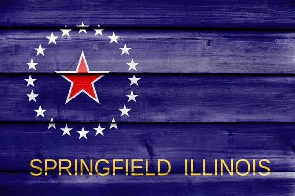 Drapeau de Springfield, Illinois, peint sur vieux fond de planche de bois — Photo