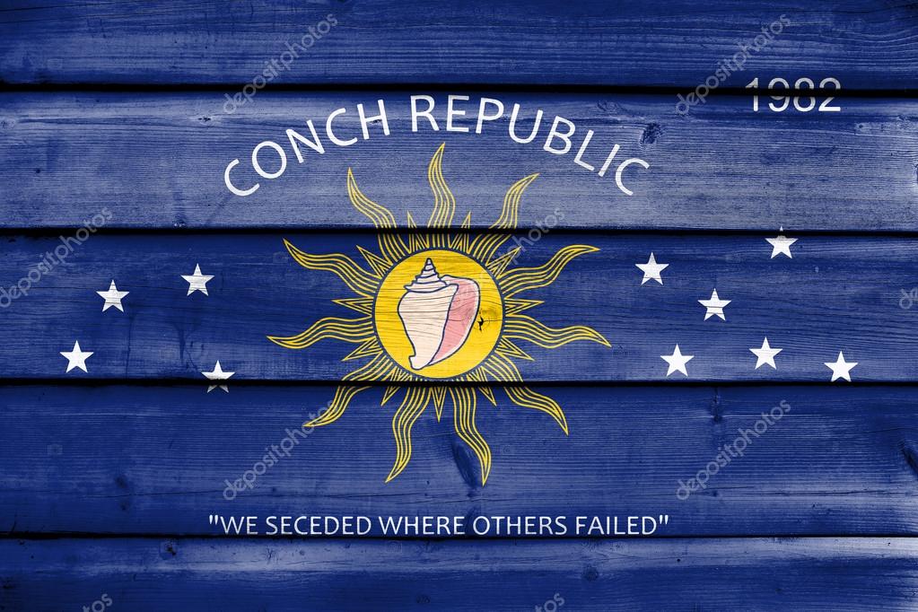 Flag of the Conch Republic (Key West, Florida), painted on old w Stock