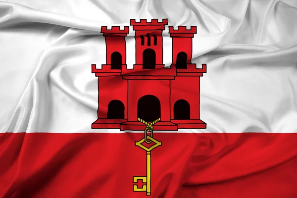 Bandeira ondulante de Gibraltar — Fotografia de Stock