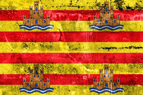 Flag of Ibiza, painted on dirty wall. Vintage and old look. — Stock Photo, Image