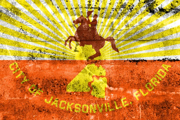Bandeira de Jacksonville, Florida, pintada na parede suja. Vintage e olhar velho — Fotografia de Stock