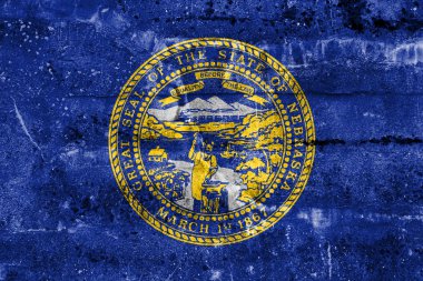 Nebraska Eyalet, kirli duvara boyalı bayrağı. 