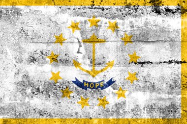 Rhode Island, kirli duvara boyalı bayrağı. Vintage ve eski bakmak