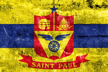 Saint Paul, Minnesota, bayrağı kirli duvara boyalı. 