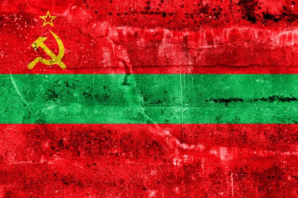 Flag of Transnistria, painted on dirty wall. — Stock Photo, Image