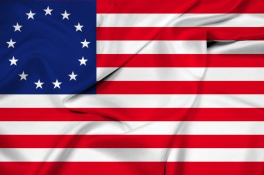 Betsy Ross bayrak sallayarak