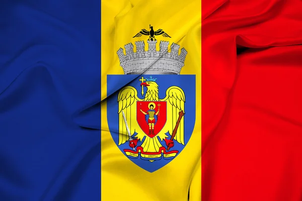 Drapeau de Bucarest agitant — Photo