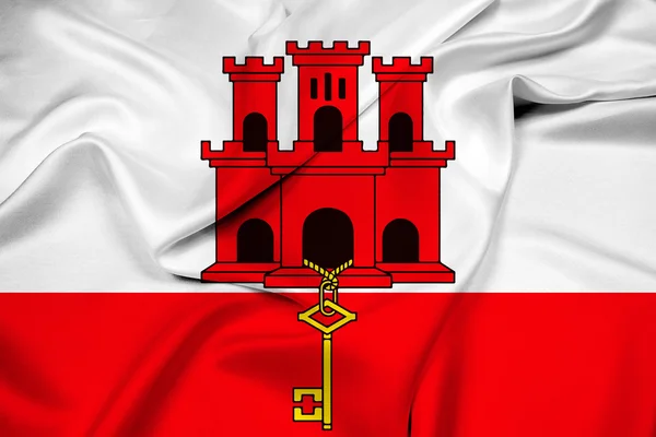 Bandeira ondulante de Gibraltar — Fotografia de Stock