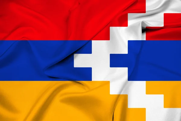 Flagge von Nagorno Karabach schwenkend — Stockfoto