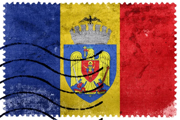 Bandera de Bucarest, sello postal antiguo — Foto de Stock