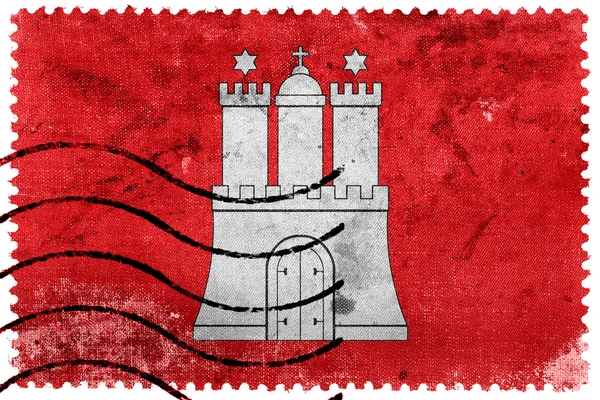 Флаг Свободного и Ганзейского города Гамбурга, старая почтовая марка — стоковое фото