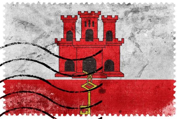 Bandeira de Gibraltar, antigo selo postal — Fotografia de Stock