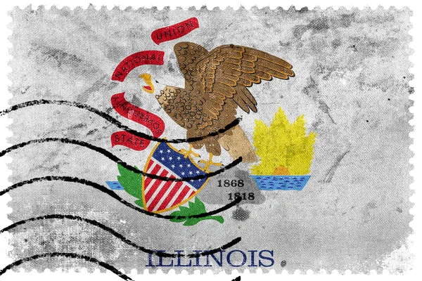 Bandeira do Estado de Illinois, antigo selo postal — Fotografia de Stock