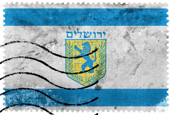 예루살렘, 오래 된 우표의 국기 — 스톡 사진