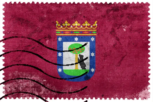 Bandiera di Madrid, vecchio francobollo — Foto Stock