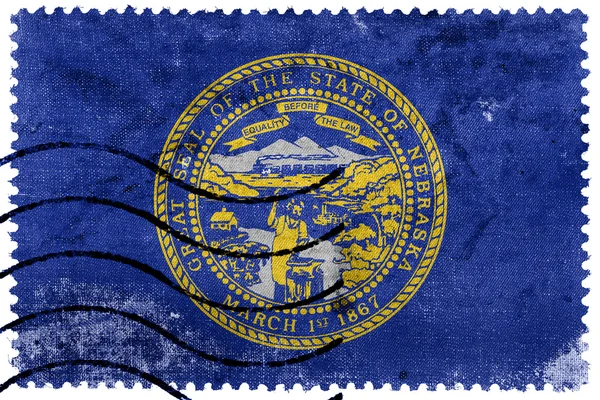 Flagge des nebraska staates, alte Briefmarke — Stockfoto