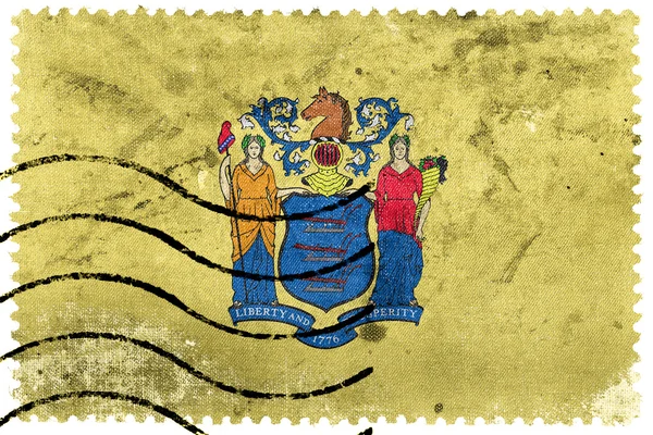 뉴 저지 주, 오래 된 우표의 국기 — 스톡 사진