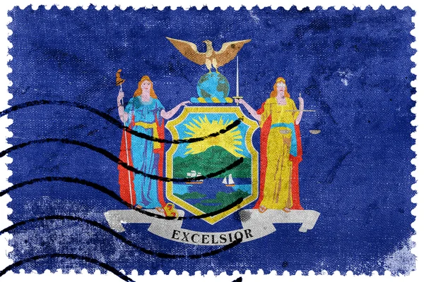 Флаг штата Нью-Йорк, старая почтовая марка — стоковое фото