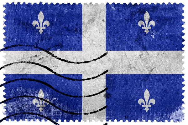 Vlajka Quebec, staré poštovní známka — Stock fotografie
