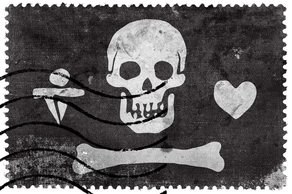 Bandera pirata Stede Bonnet, sello postal antiguo —  Fotos de Stock